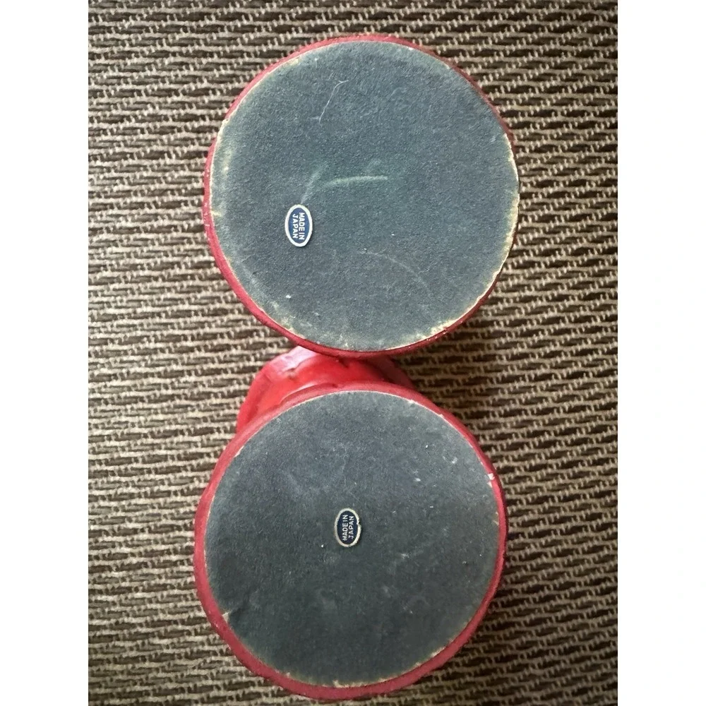 Vintage Pair‎ Red Ceramic Candle Holders Mid Century Modern Japan Boho Decor